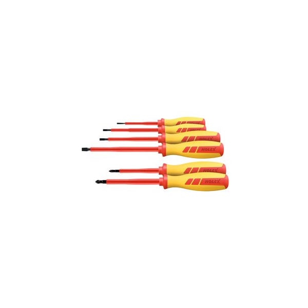 Electrician's screwdriver set- 6 pieces for slot-head and Phillips- fully insulated